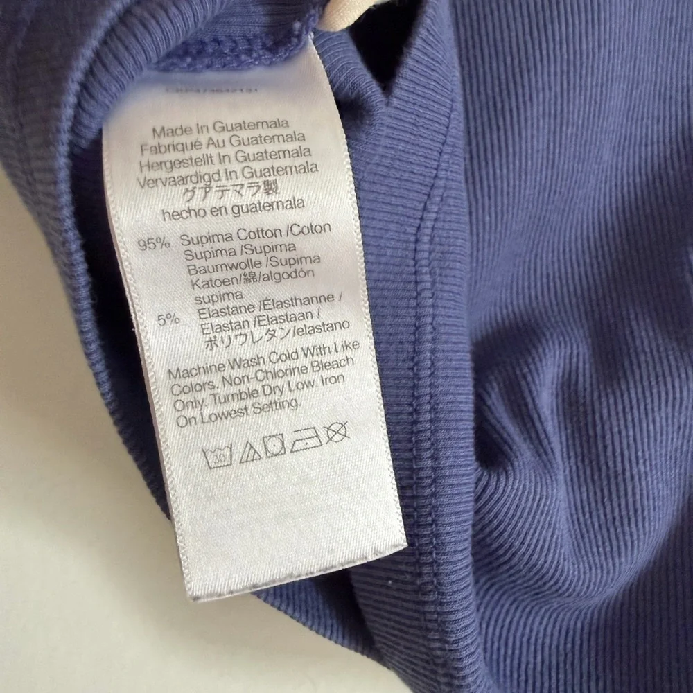 Madewell Dusty Twilight Blue Supima Rib Crop Tee size Medium EUC - Picture 8 of 9